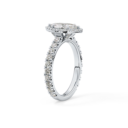 Marquise Halo & Pave Lab Grown Diamond Engagement Ring