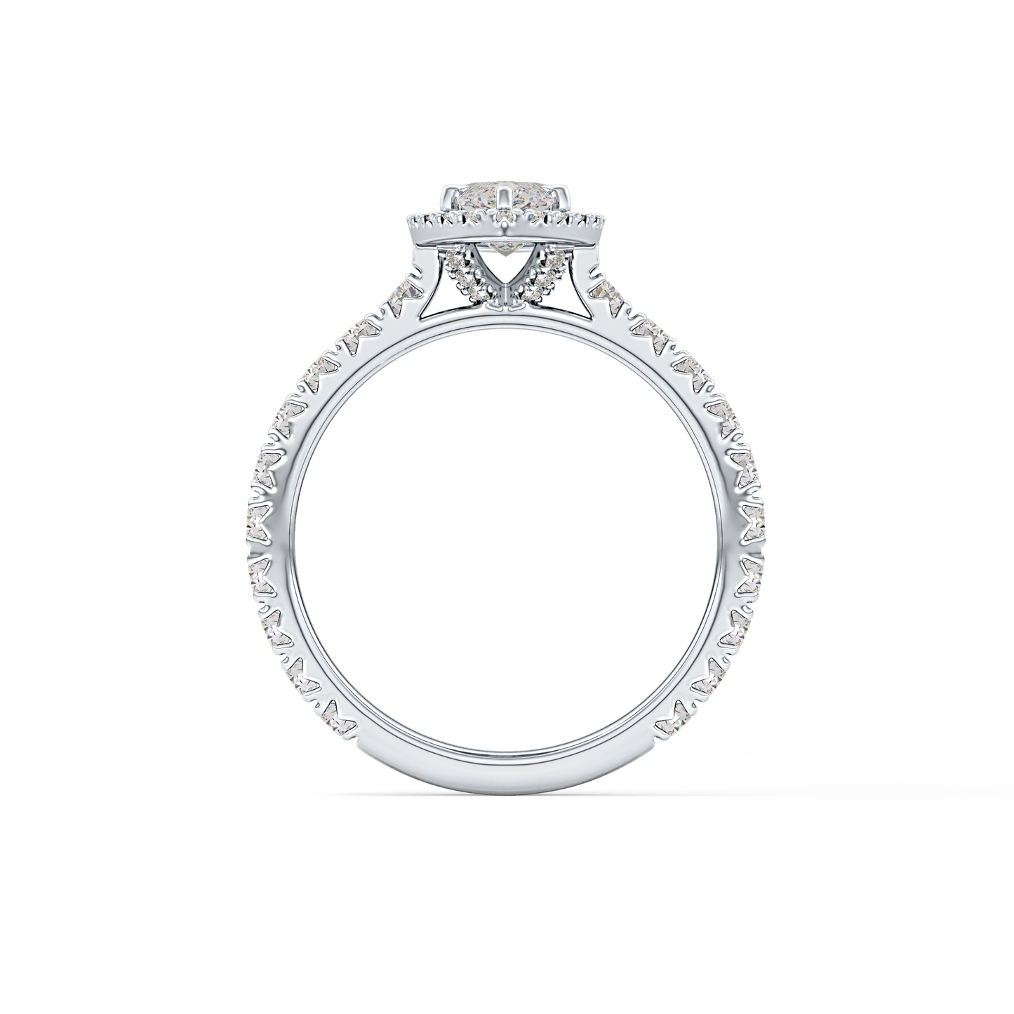 Marquise Halo & Pave Lab Grown Diamond Engagement Ring