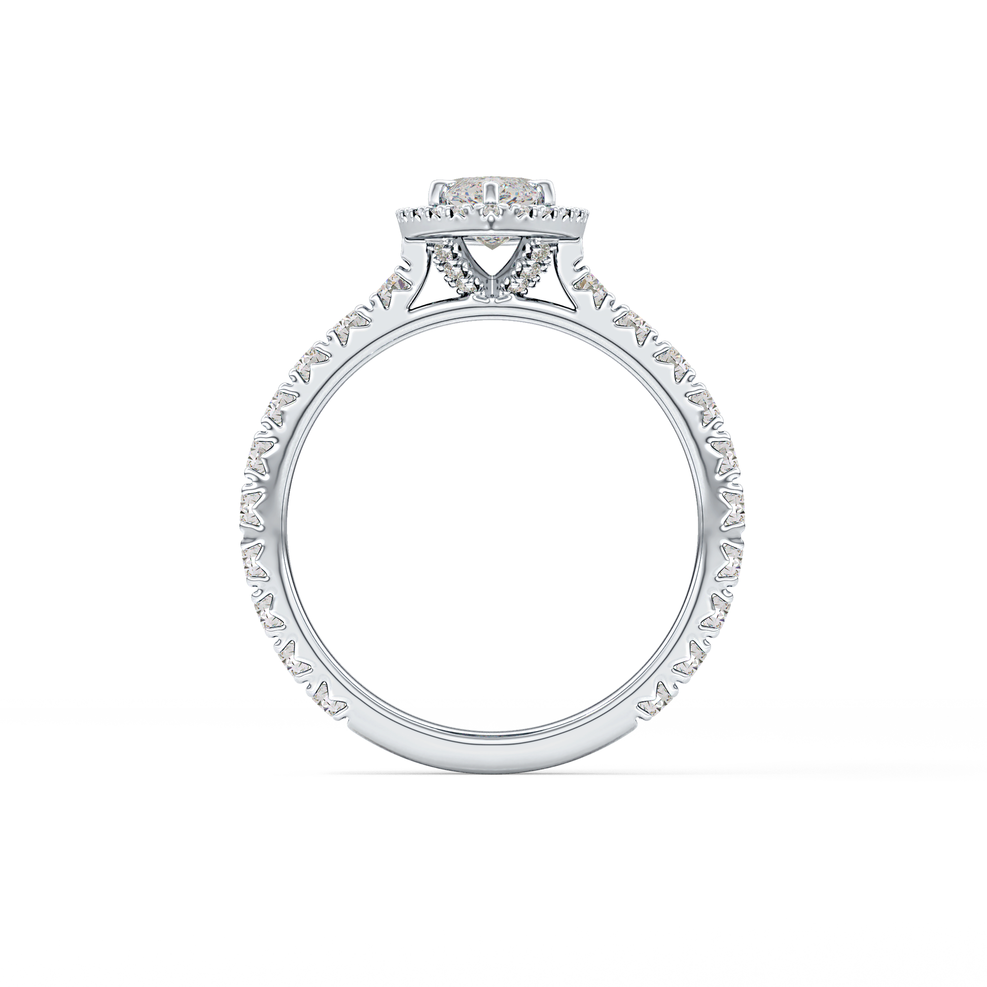 Marquise Halo & Pave Lab Grown Diamond Engagement Ring