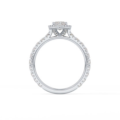 Marquise Halo & Pave Lab Grown Diamond Engagement Ring