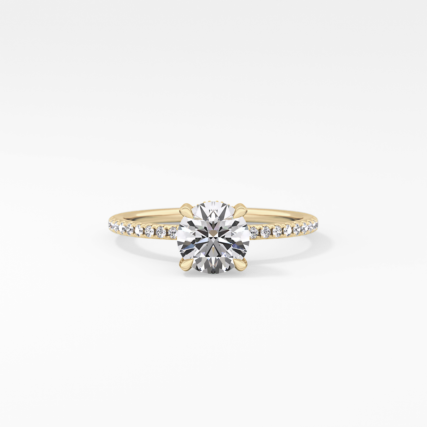 Round Hidden Halo & Pave Lab Grown Diamond Engagement Ring