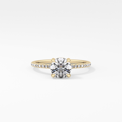 Round Hidden Halo & Pave Lab Grown Diamond Engagement Ring