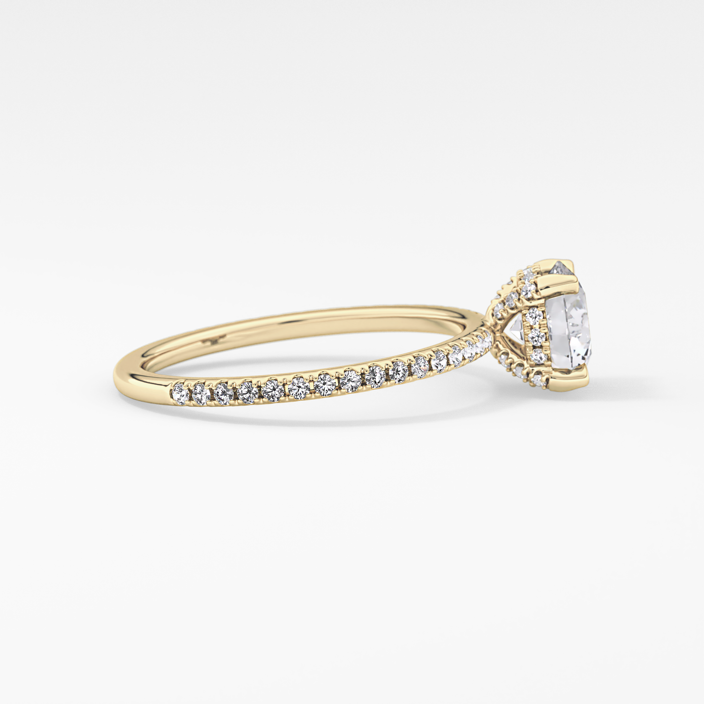 Round Hidden Halo & Pave Lab Grown Diamond Engagement Ring