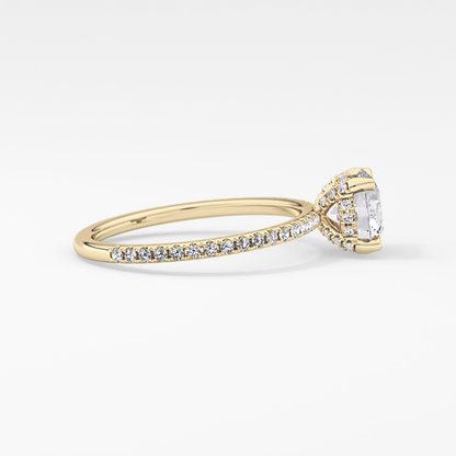 Round Hidden Halo & Pave Lab Grown Diamond Engagement Ring