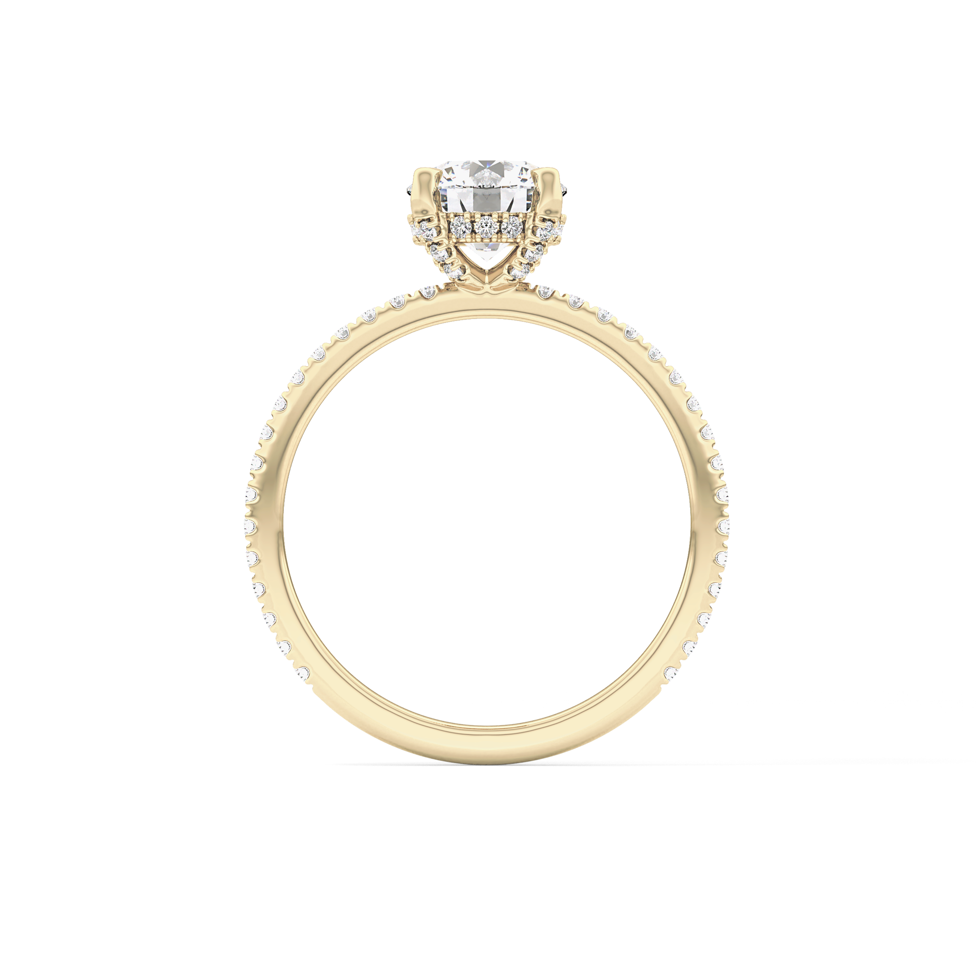 Round Hidden Halo & Pave Lab Grown Diamond Engagement Ring