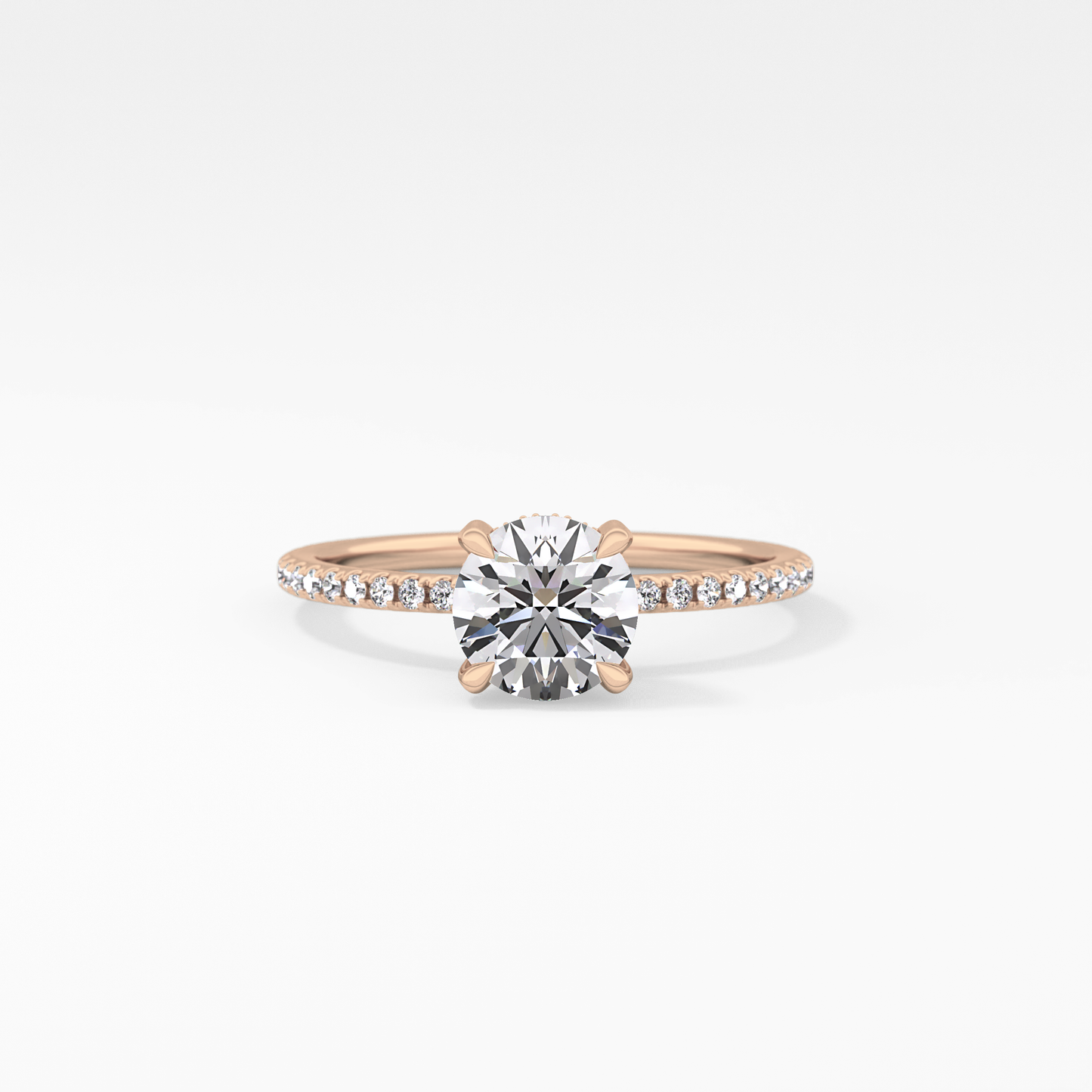 Round Hidden Halo & Pave Lab Grown Diamond Engagement Ring