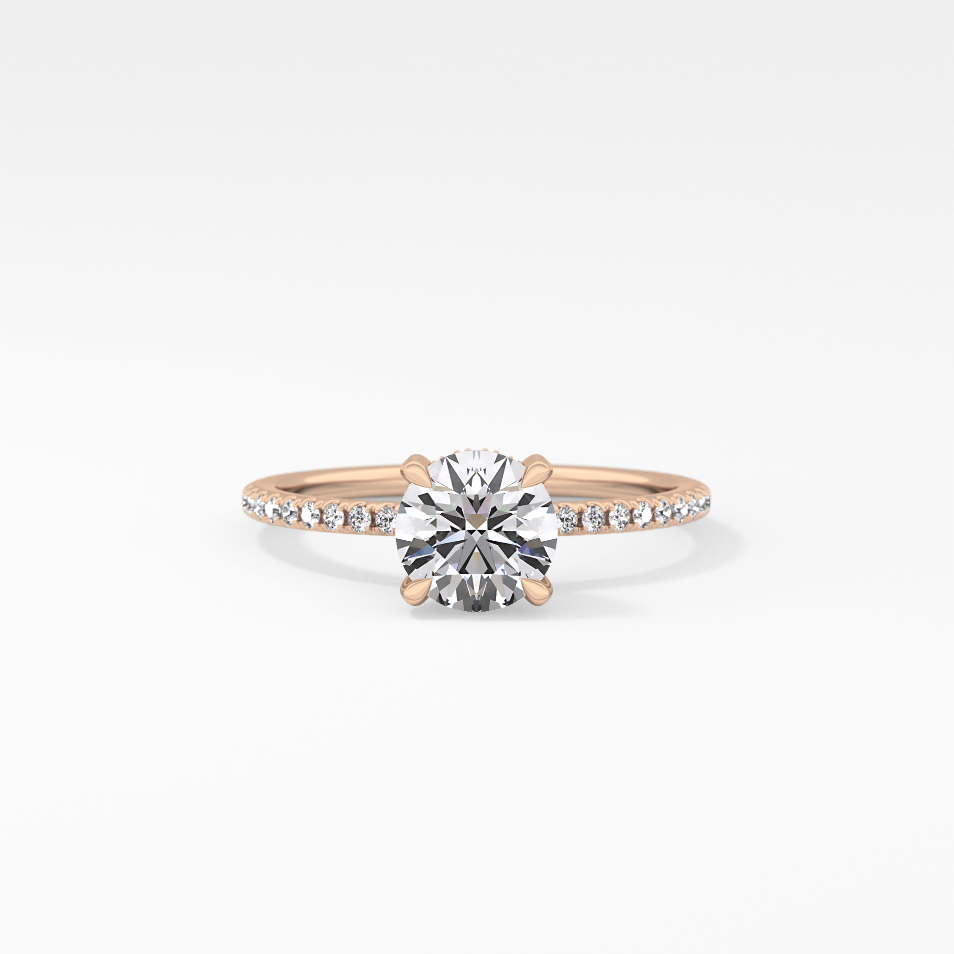 Round Hidden Halo & Pave Lab Grown Diamond Engagement Ring