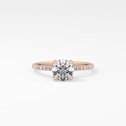 Round Hidden Halo & Pave Lab Grown Diamond Engagement Ring