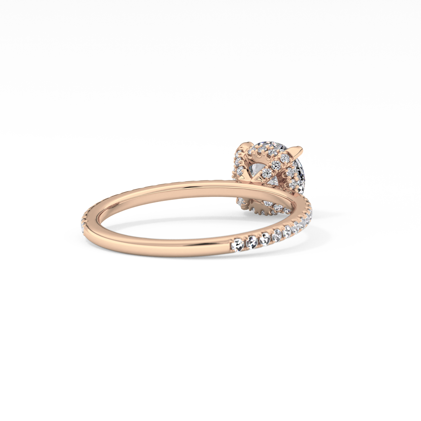 Round Hidden Halo & Pave Lab Grown Diamond Engagement Ring
