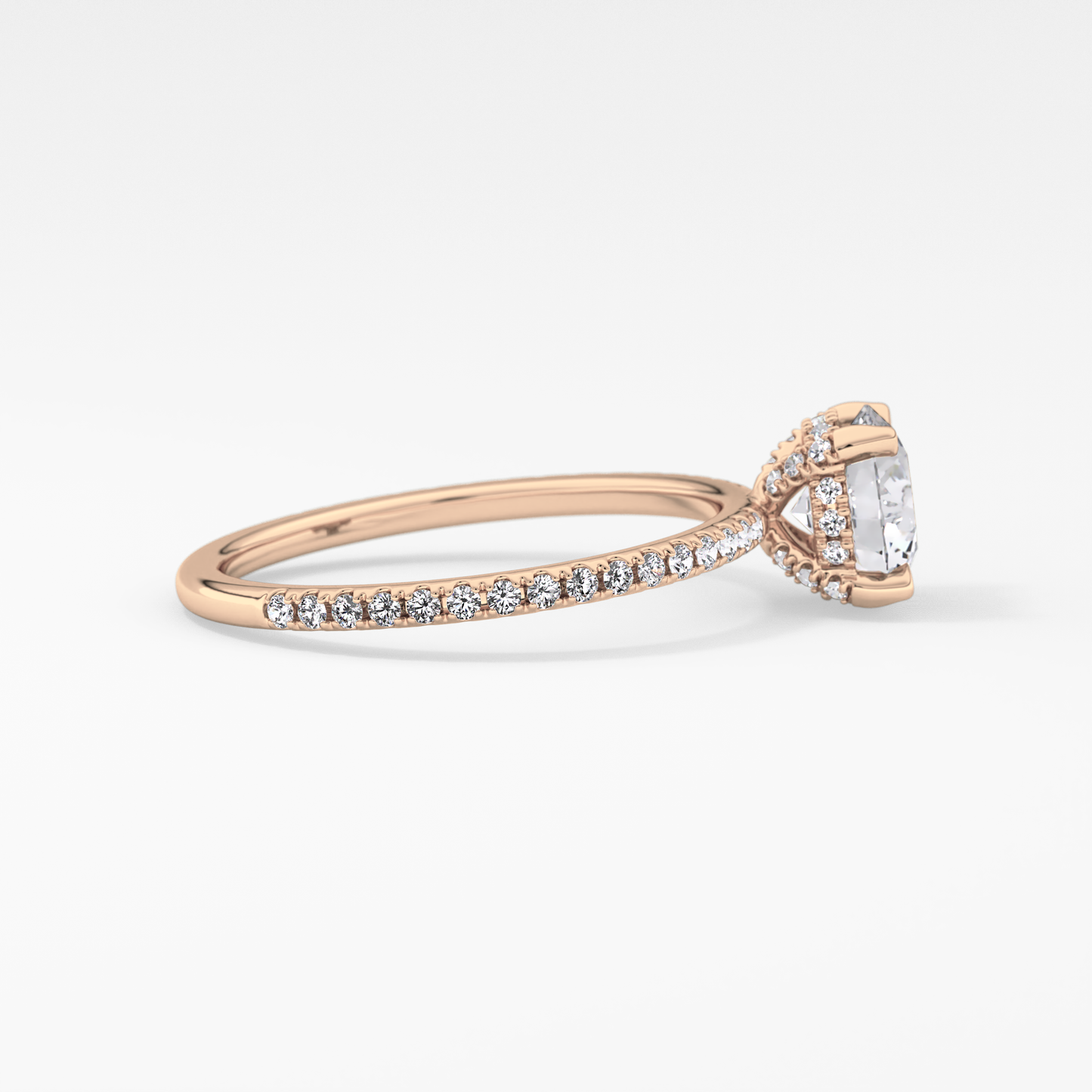 Round Hidden Halo & Pave Lab Grown Diamond Engagement Ring
