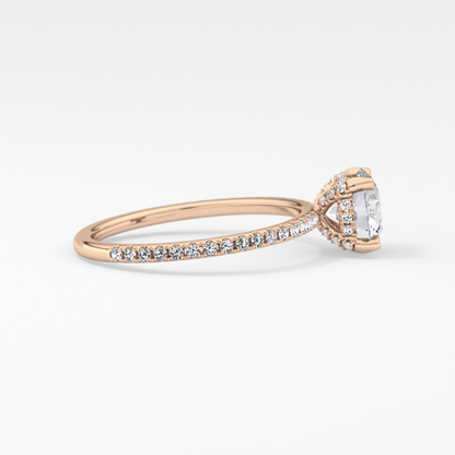 Round Hidden Halo & Pave Lab Grown Diamond Engagement Ring