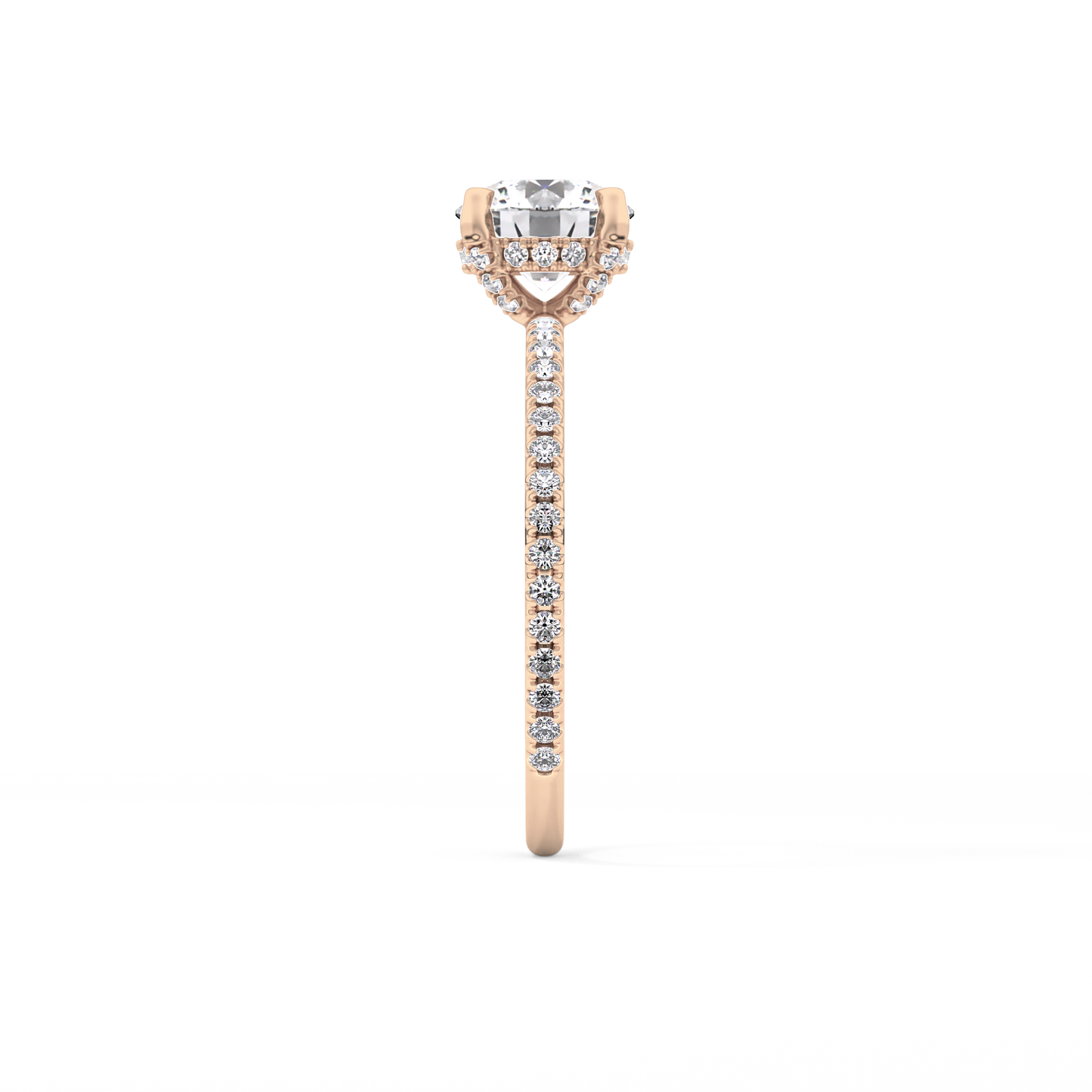 Round Hidden Halo & Pave Lab Grown Diamond Engagement Ring
