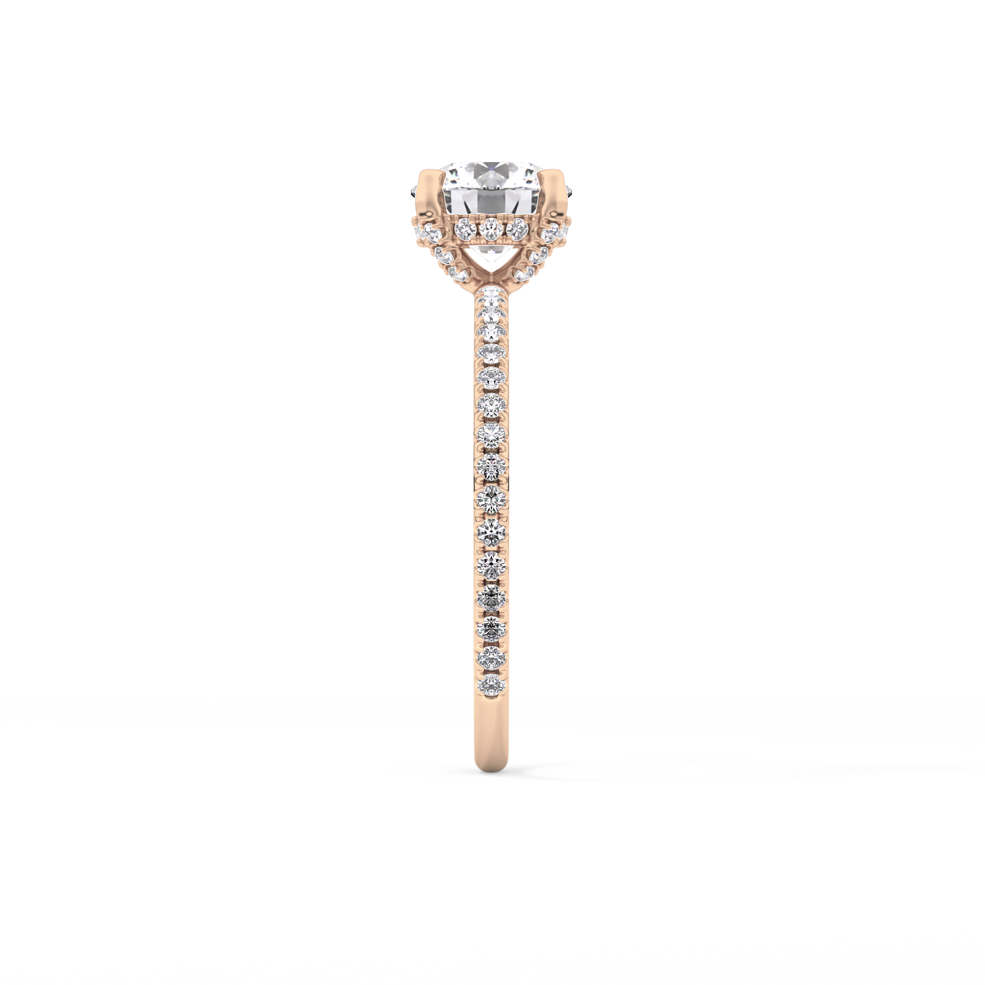 Round Hidden Halo & Pave Lab Grown Diamond Engagement Ring
