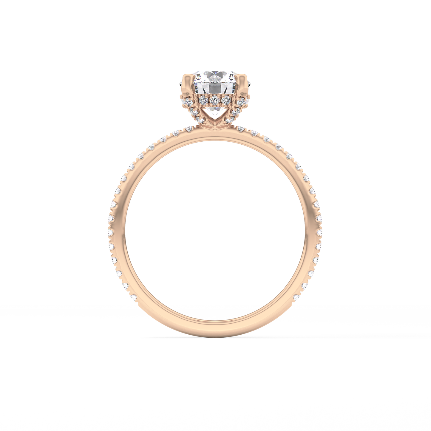 Round Hidden Halo & Pave Lab Grown Diamond Engagement Ring