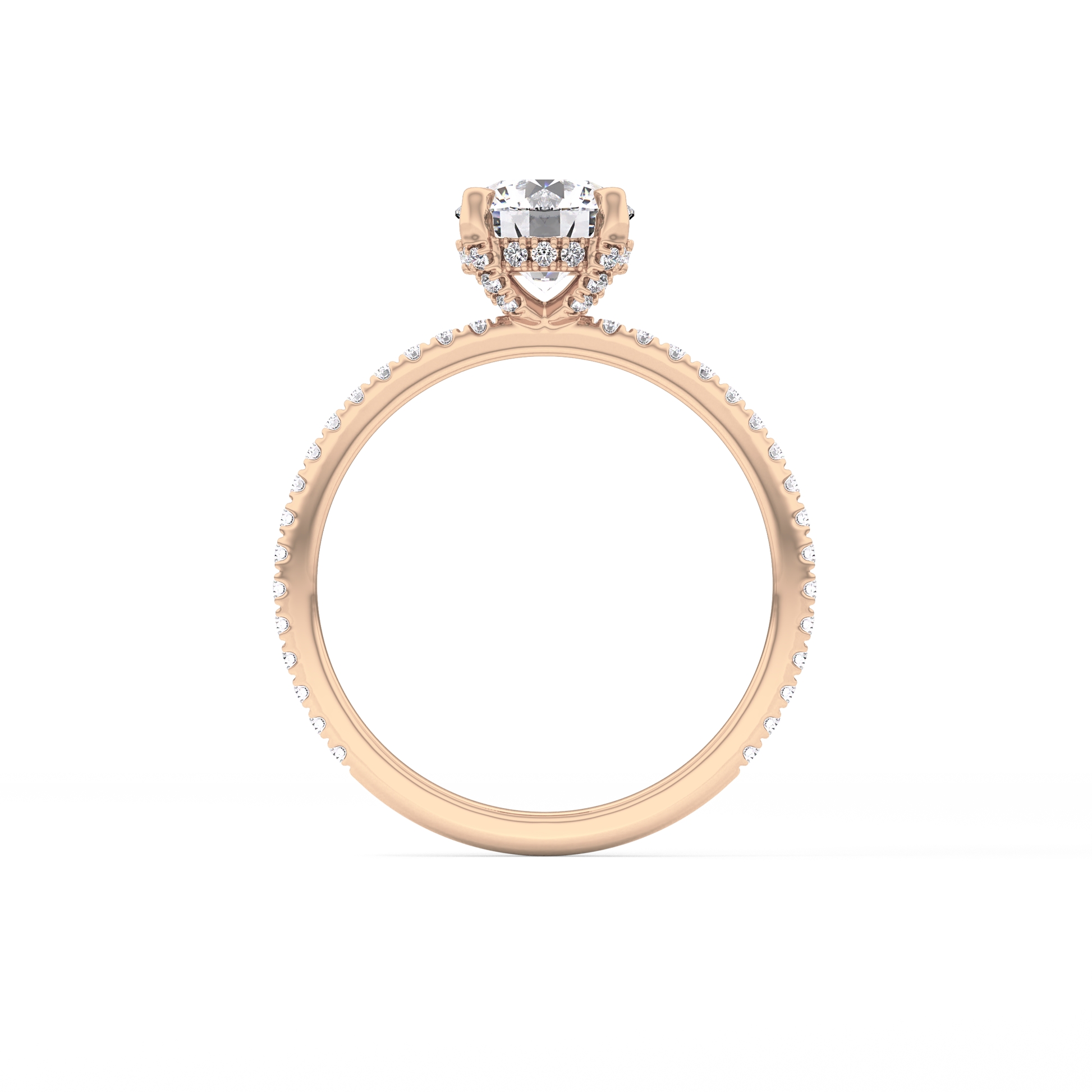 Round Hidden Halo & Pave Lab Grown Diamond Engagement Ring