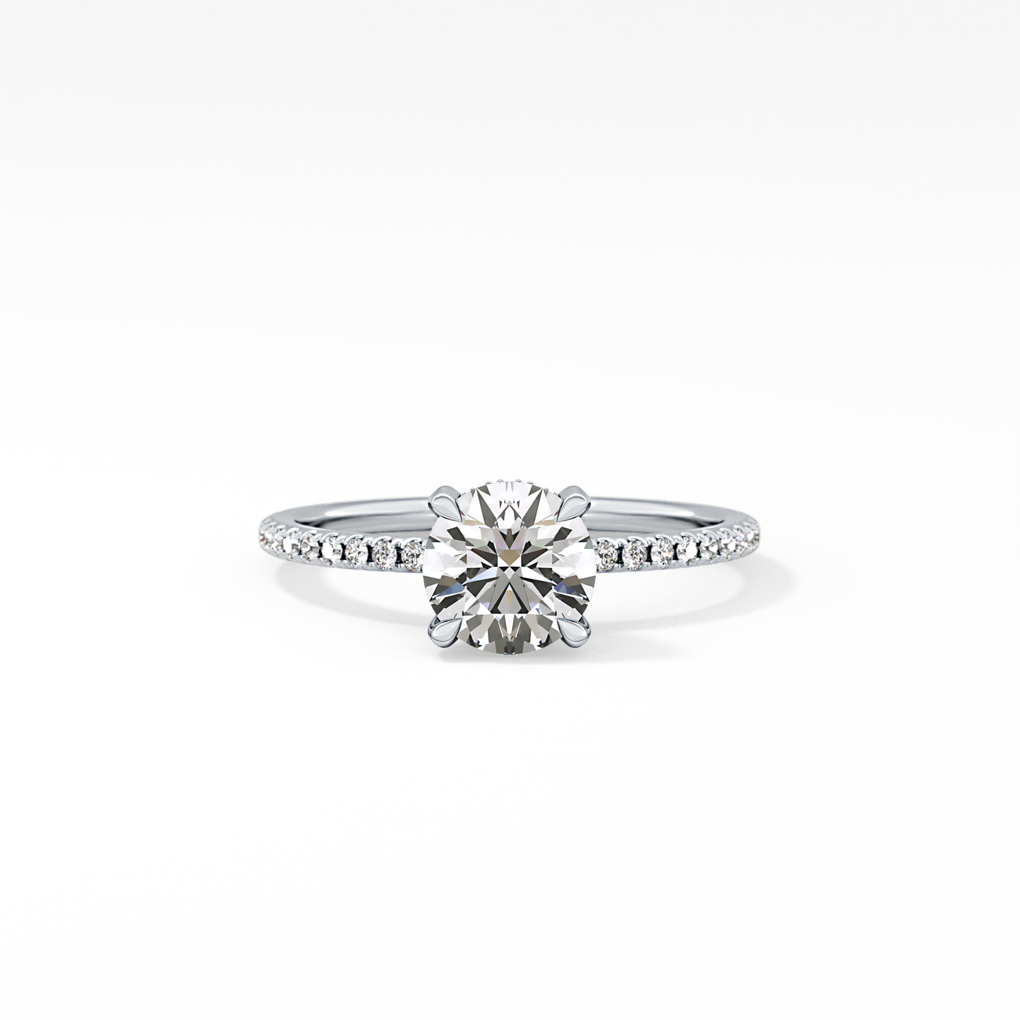 Round Hidden Halo & Pave Lab Grown Diamond Engagement Ring