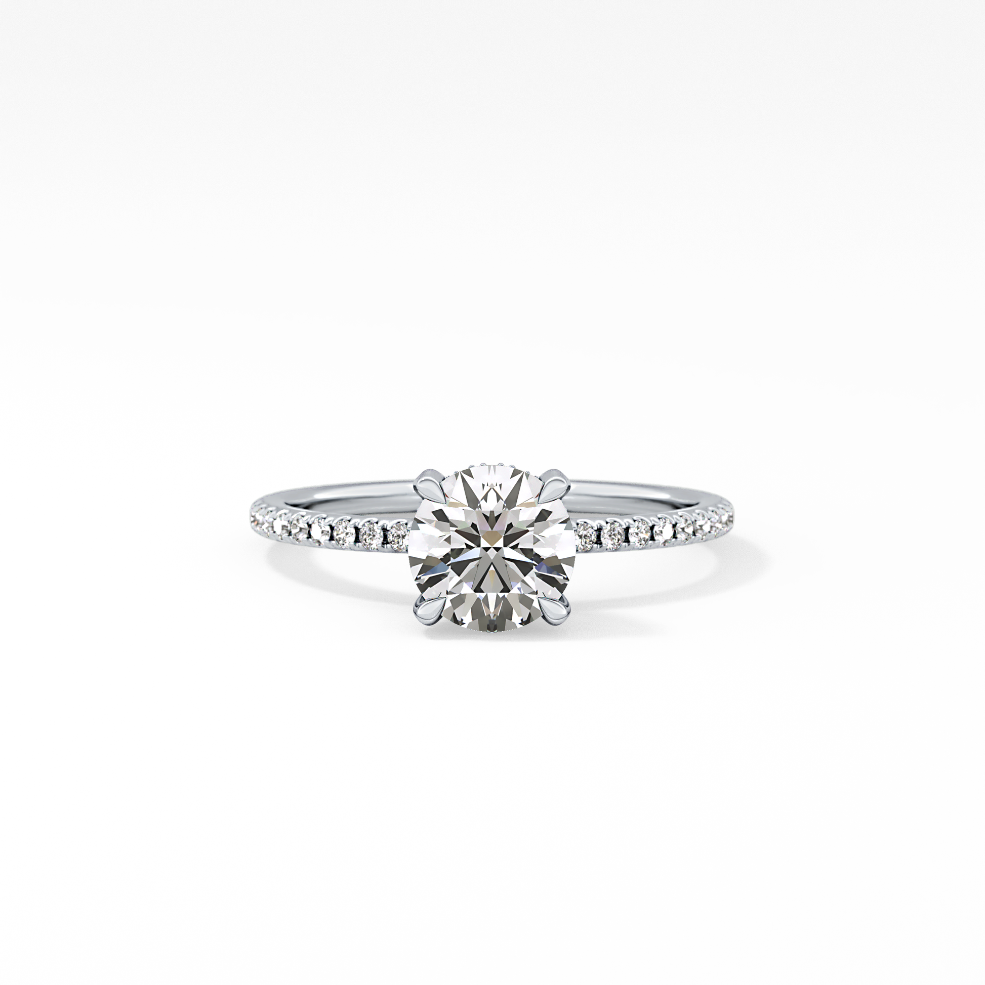Round Hidden Halo & Pave Lab Grown Diamond Engagement Ring