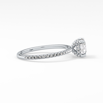 Round Hidden Halo & Pave Lab Grown Diamond Engagement Ring
