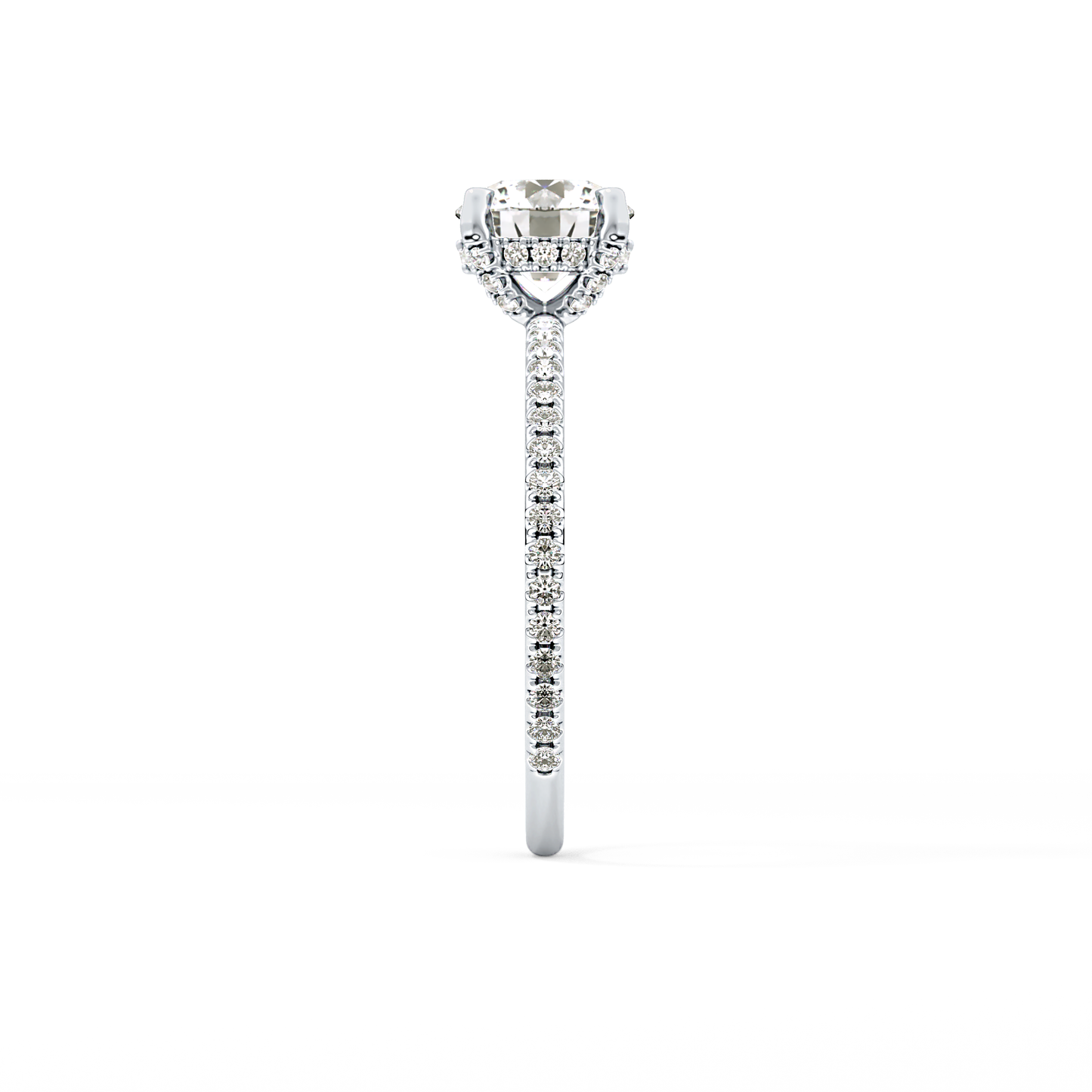 Round Hidden Halo & Pave Lab Grown Diamond Engagement Ring
