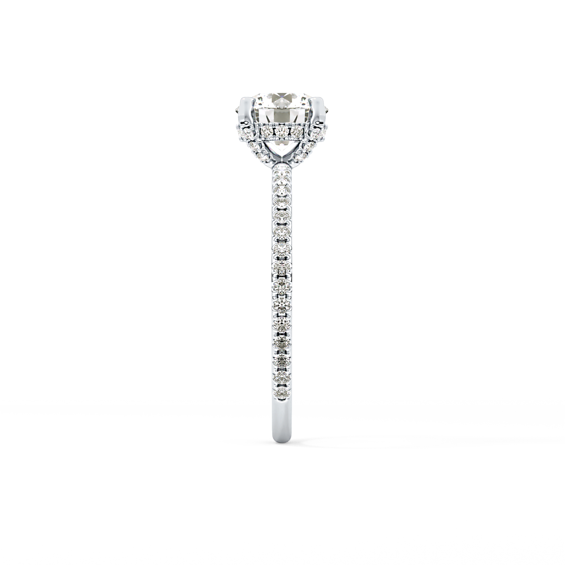 Round Hidden Halo & Pave Lab Grown Diamond Engagement Ring