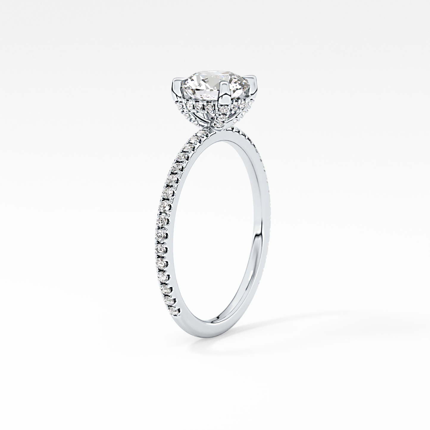 Round Hidden Halo & Pave Lab Grown Diamond Engagement Ring