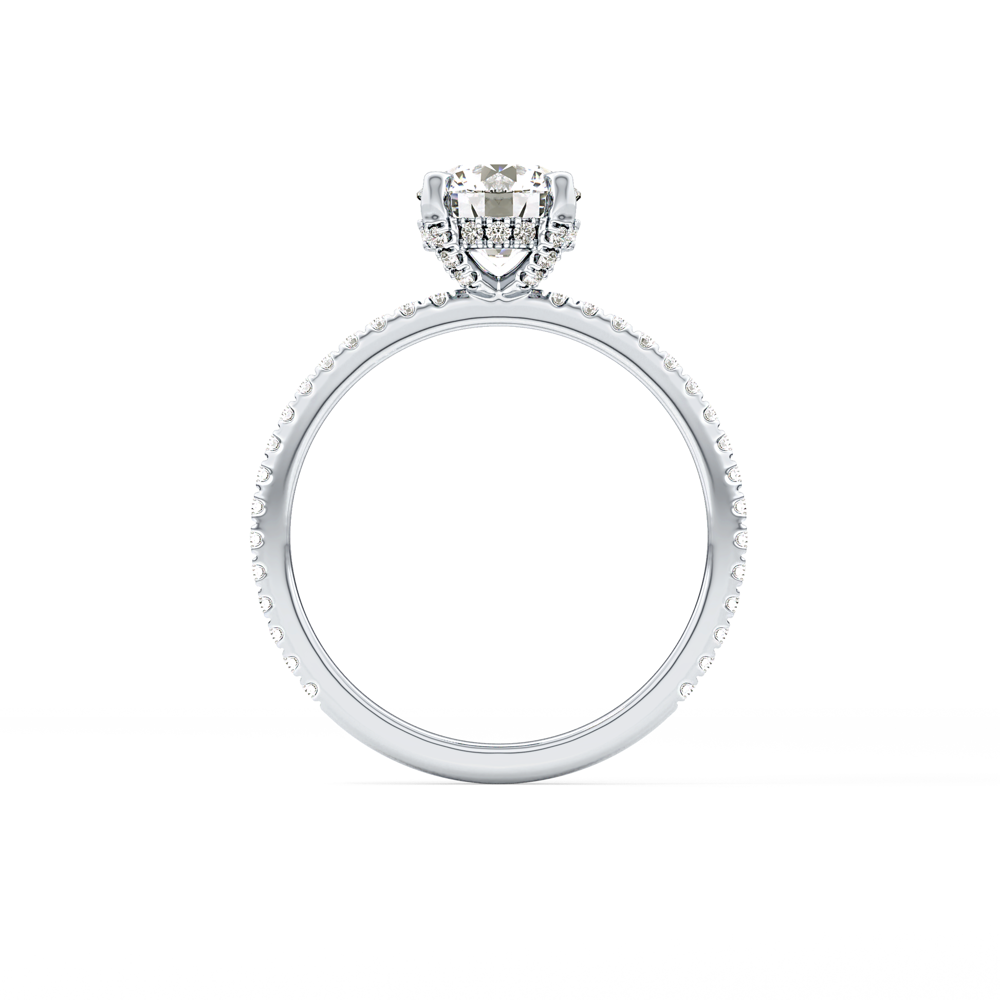 Round Hidden Halo & Pave Lab Grown Diamond Engagement Ring