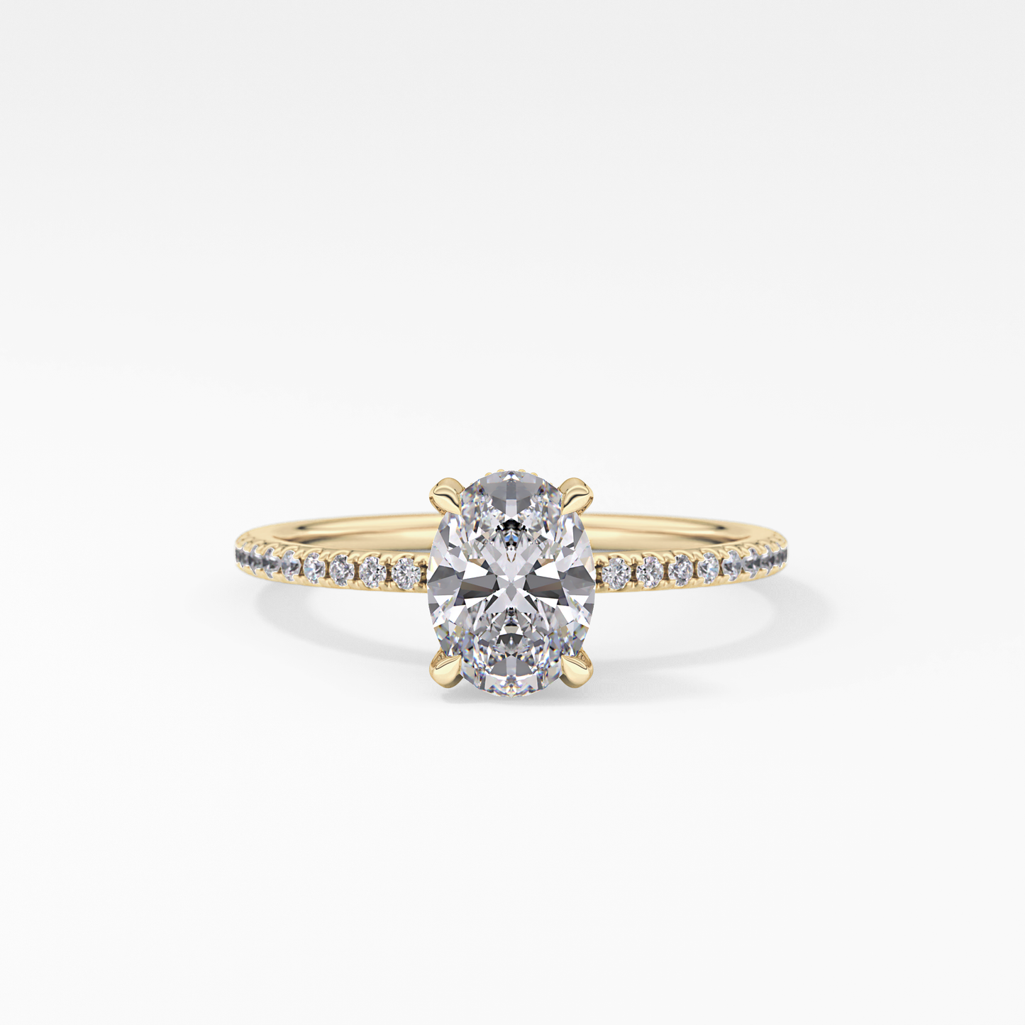 Oval Hidden Halo & Pave Lab Grown Diamond Engagement Ring