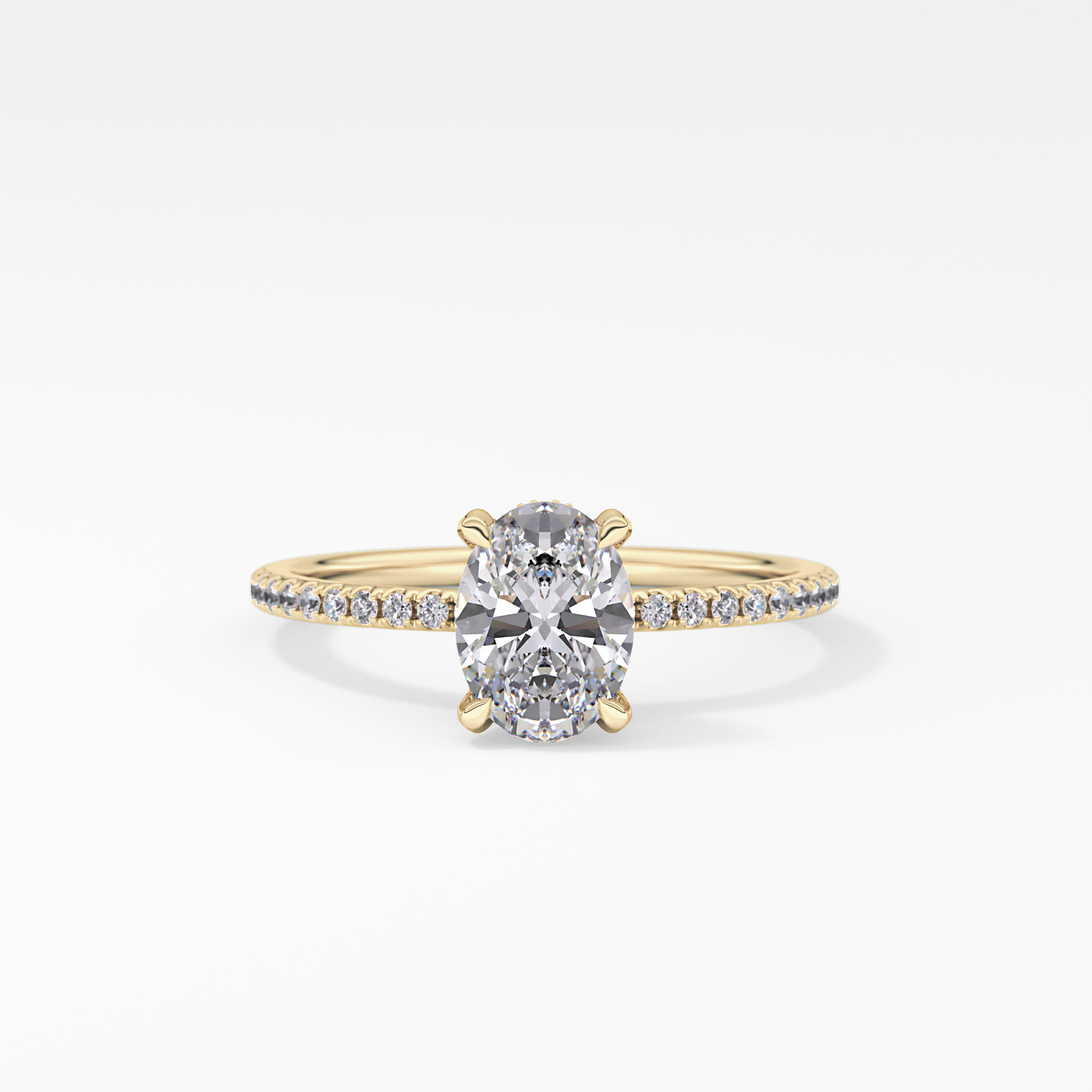 Oval Hidden Halo & Pave Lab Grown Diamond Engagement Ring