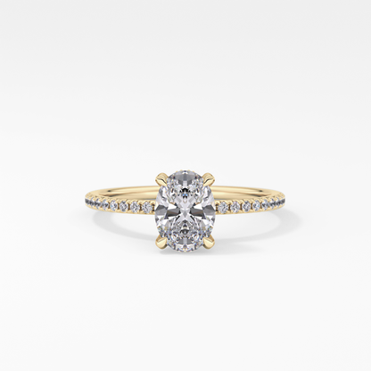 Oval Hidden Halo & Pave Lab Grown Diamond Engagement Ring