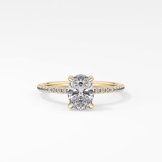 Oval Hidden Halo & Pave Lab Grown Diamond Engagement Ring