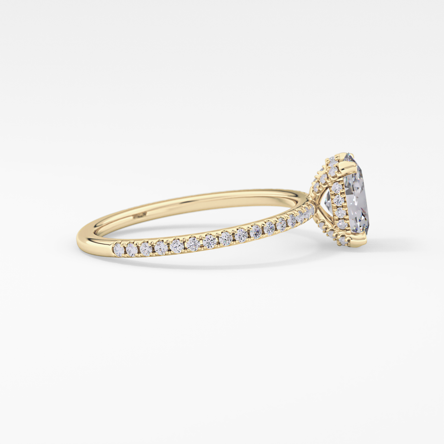 Oval Hidden Halo & Pave Lab Grown Diamond Engagement Ring