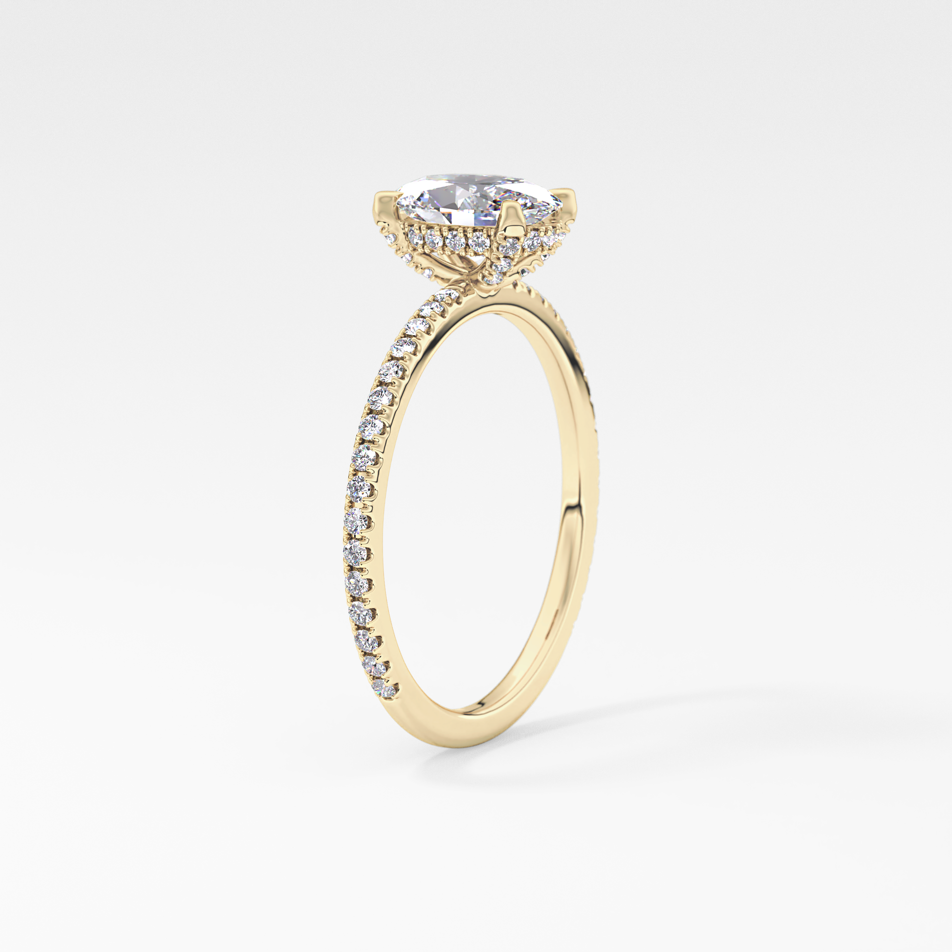 Oval Hidden Halo & Pave Lab Grown Diamond Engagement Ring
