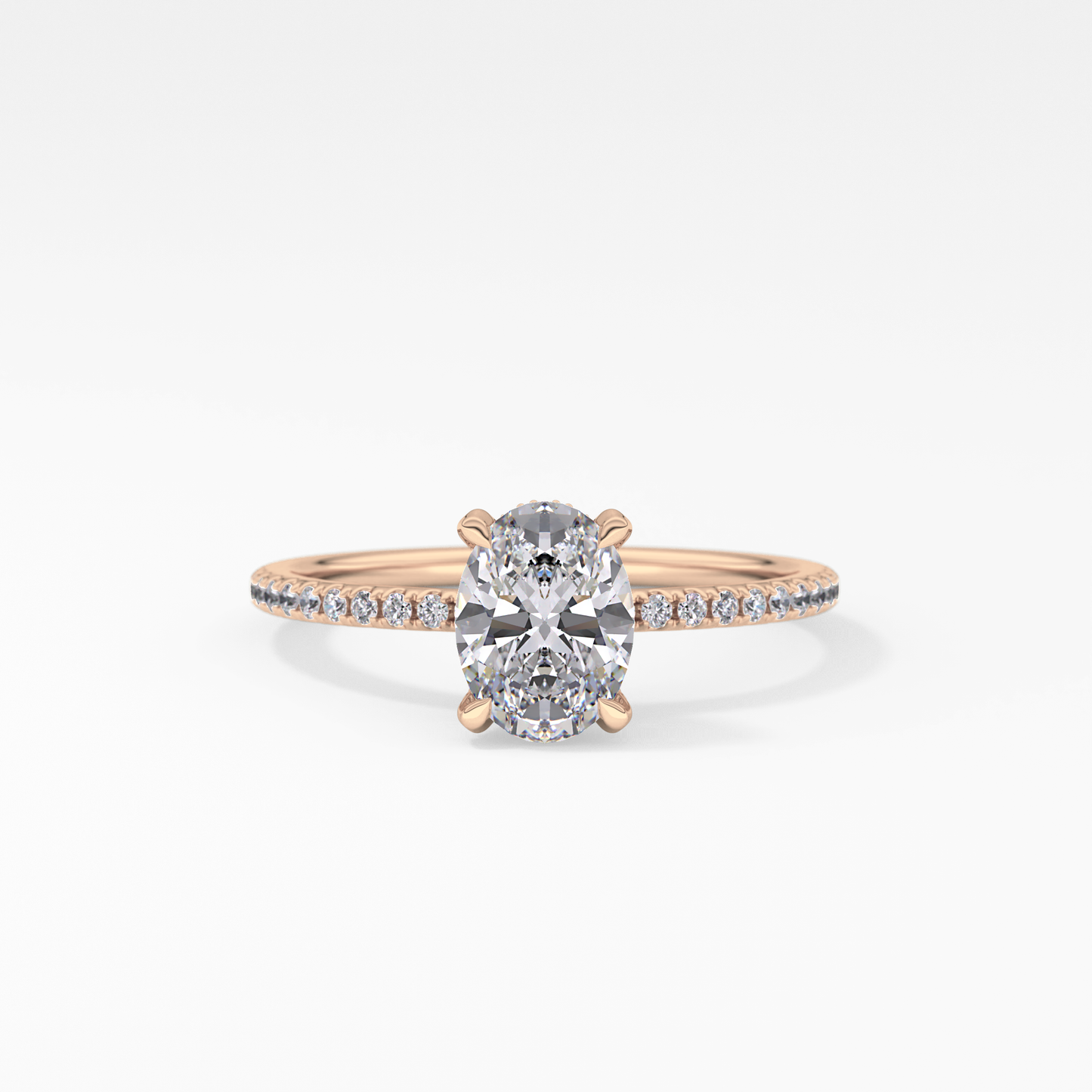 Oval Hidden Halo & Pave Lab Grown Diamond Engagement Ring