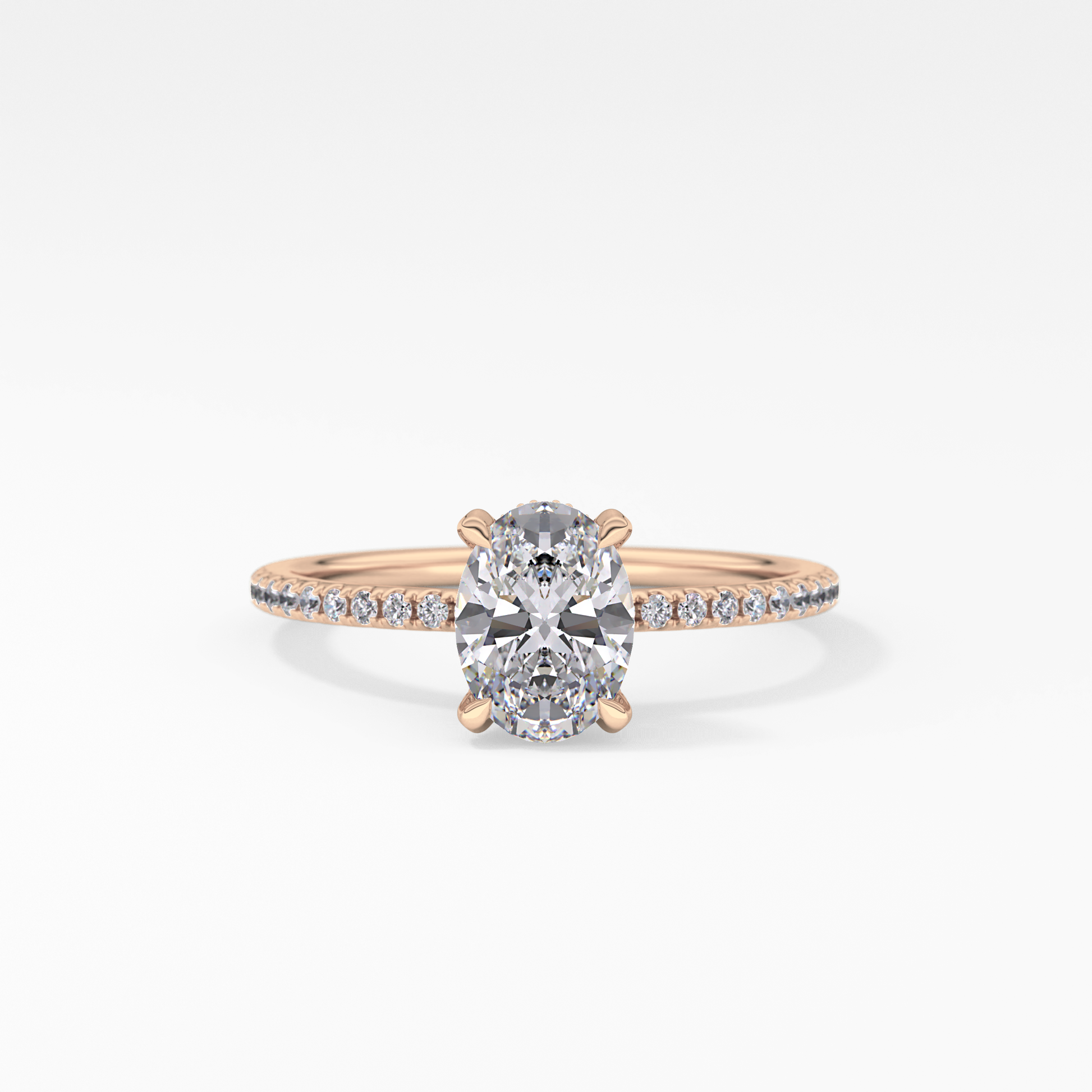 Oval Hidden Halo & Pave Lab Grown Diamond Engagement Ring