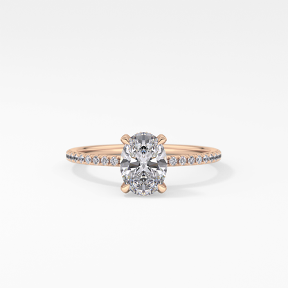 Oval Hidden Halo & Pave Lab Grown Diamond Engagement Ring