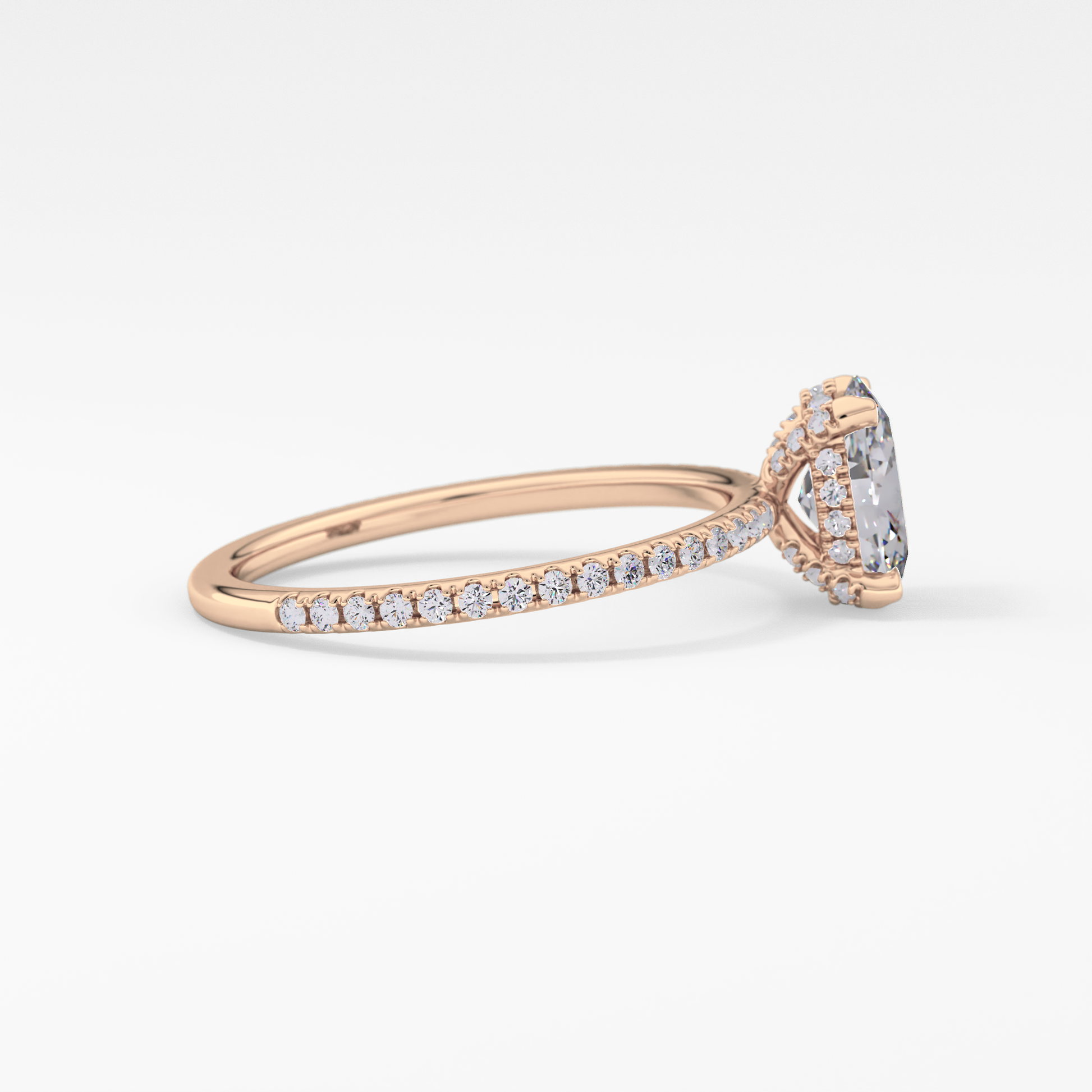 Oval Hidden Halo & Pave Lab Grown Diamond Engagement Ring