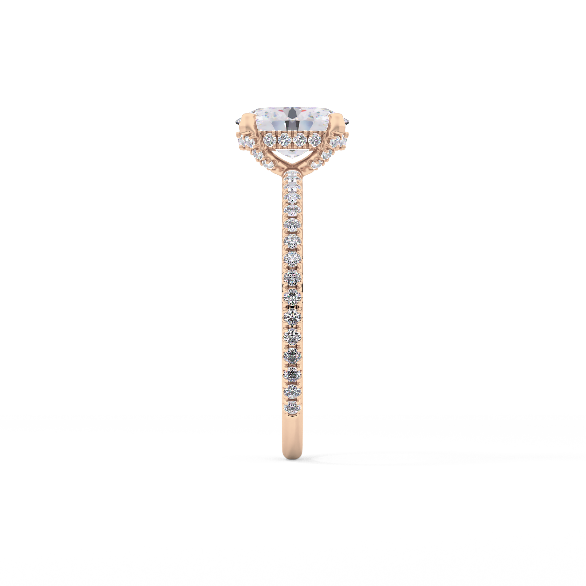 Oval Hidden Halo & Pave Lab Grown Diamond Engagement Ring