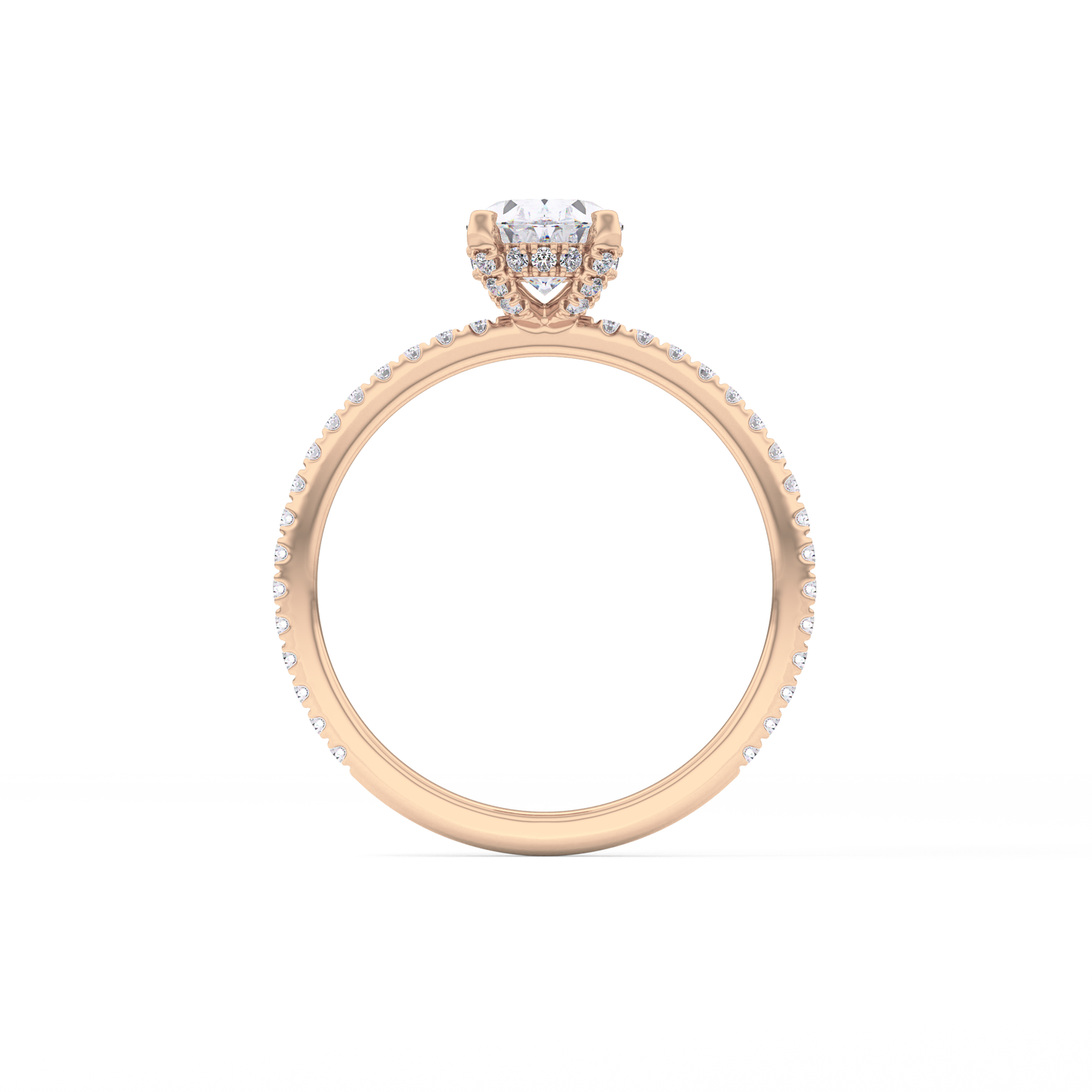 Oval Hidden Halo & Pave Lab Grown Diamond Engagement Ring