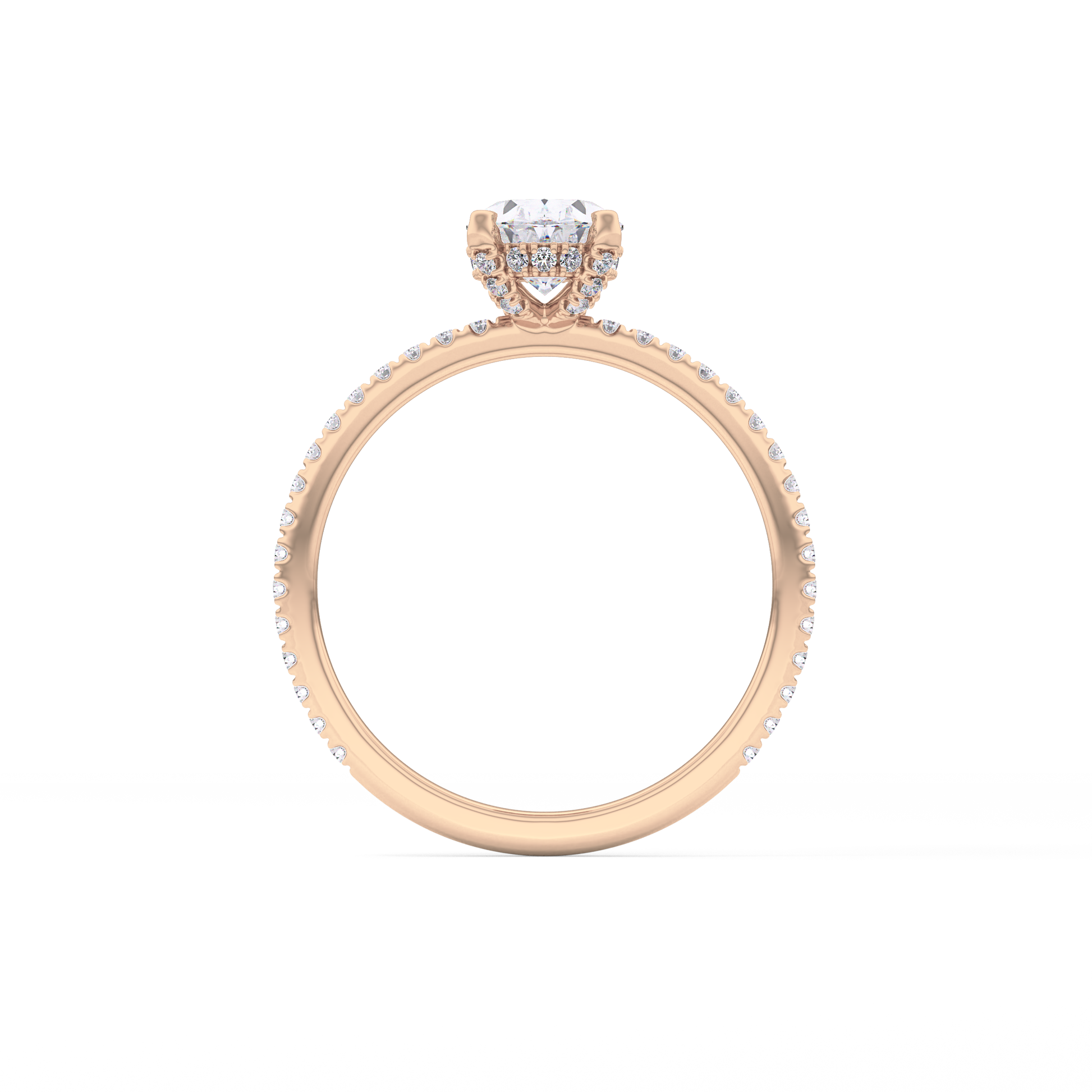 Oval Hidden Halo & Pave Lab Grown Diamond Engagement Ring