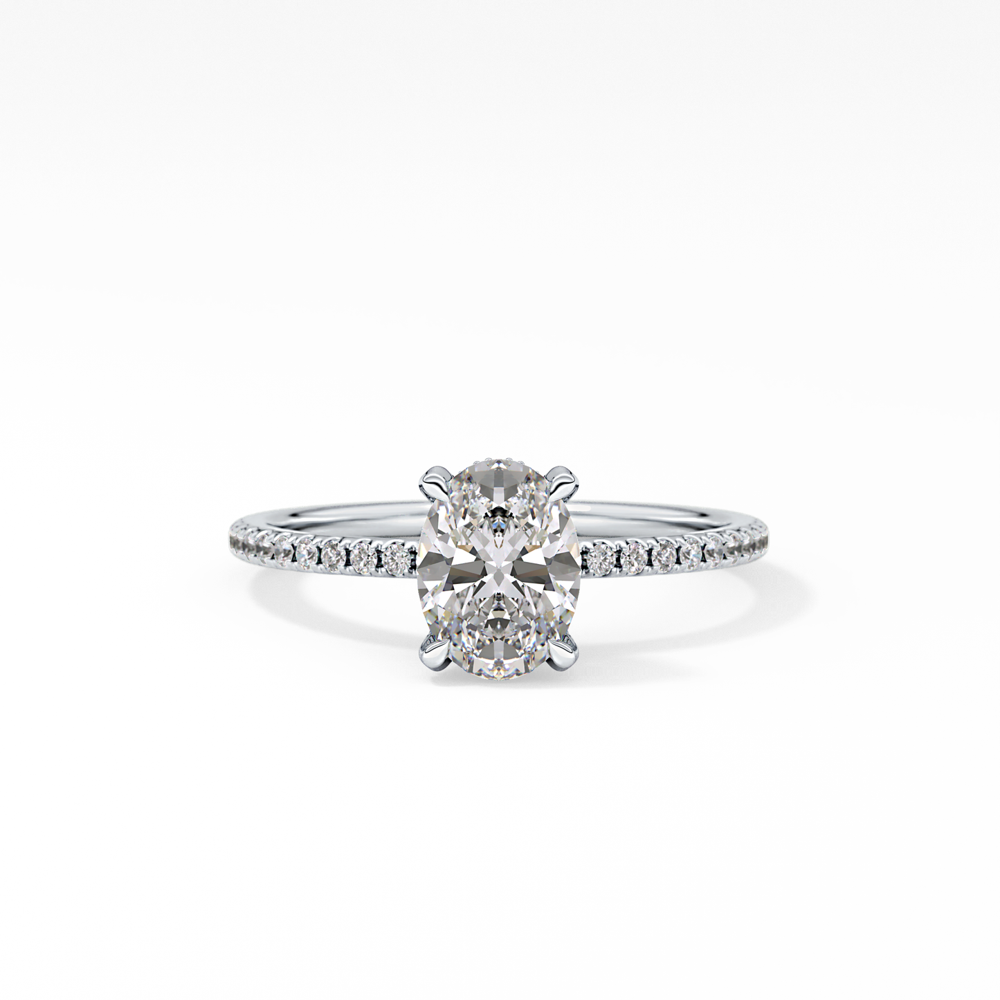 Oval Hidden Halo & Pave Lab Grown Diamond Engagement Ring
