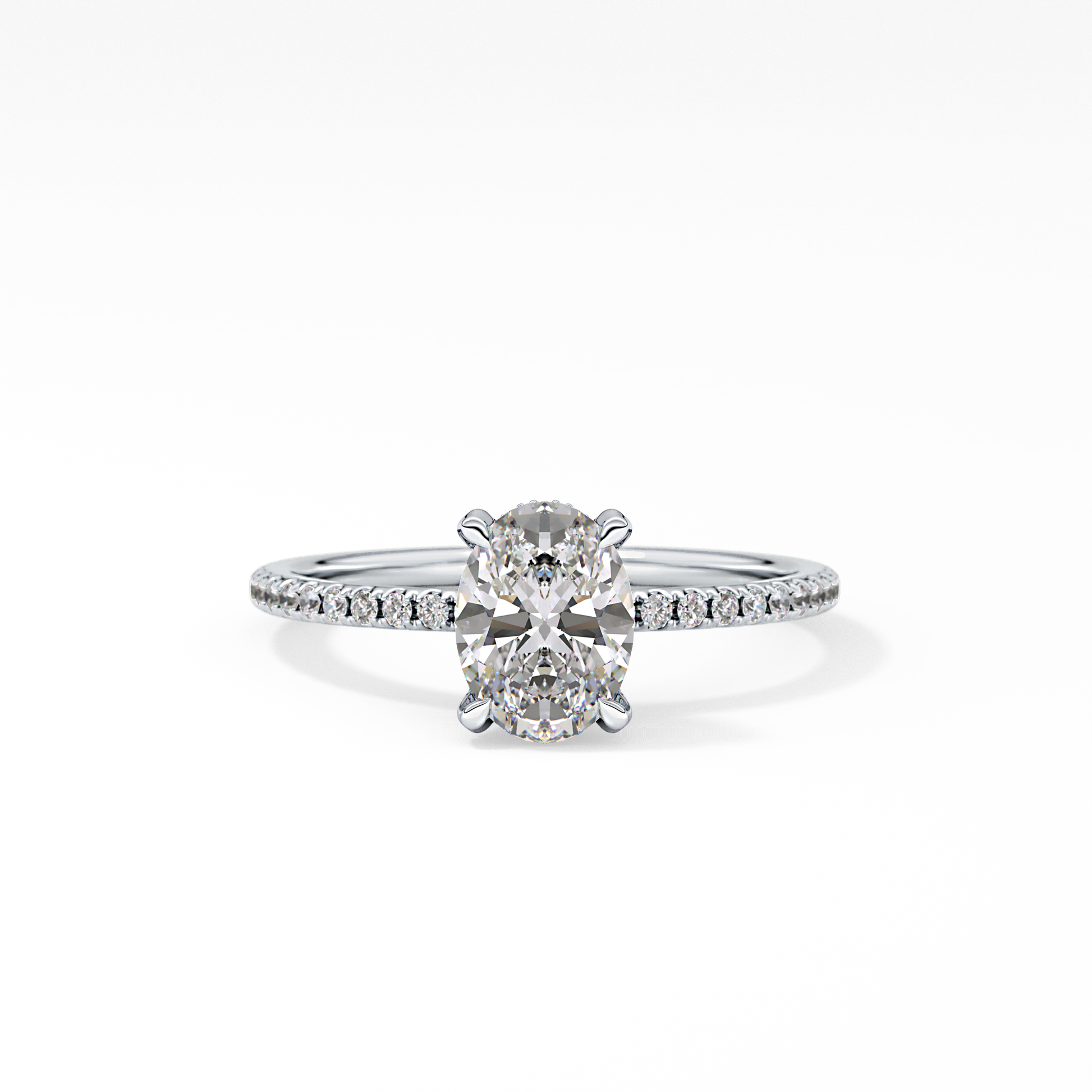 Oval Hidden Halo & Pave Lab Grown Diamond Engagement Ring
