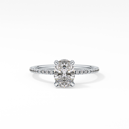 Oval Hidden Halo & Pave Lab Grown Diamond Engagement Ring