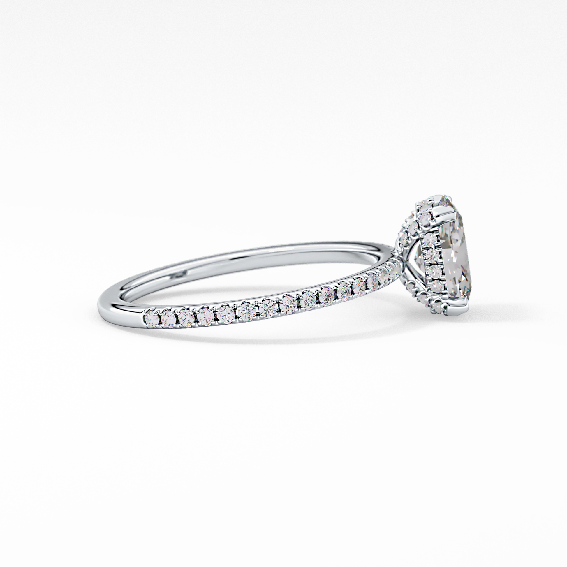 Oval Hidden Halo & Pave Lab Grown Diamond Engagement Ring