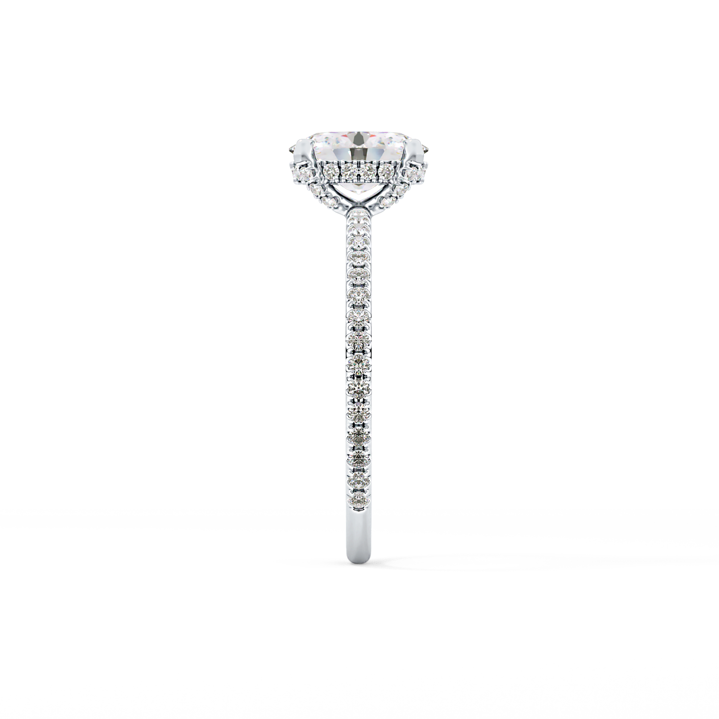 Oval Hidden Halo & Pave Lab Grown Diamond Engagement Ring