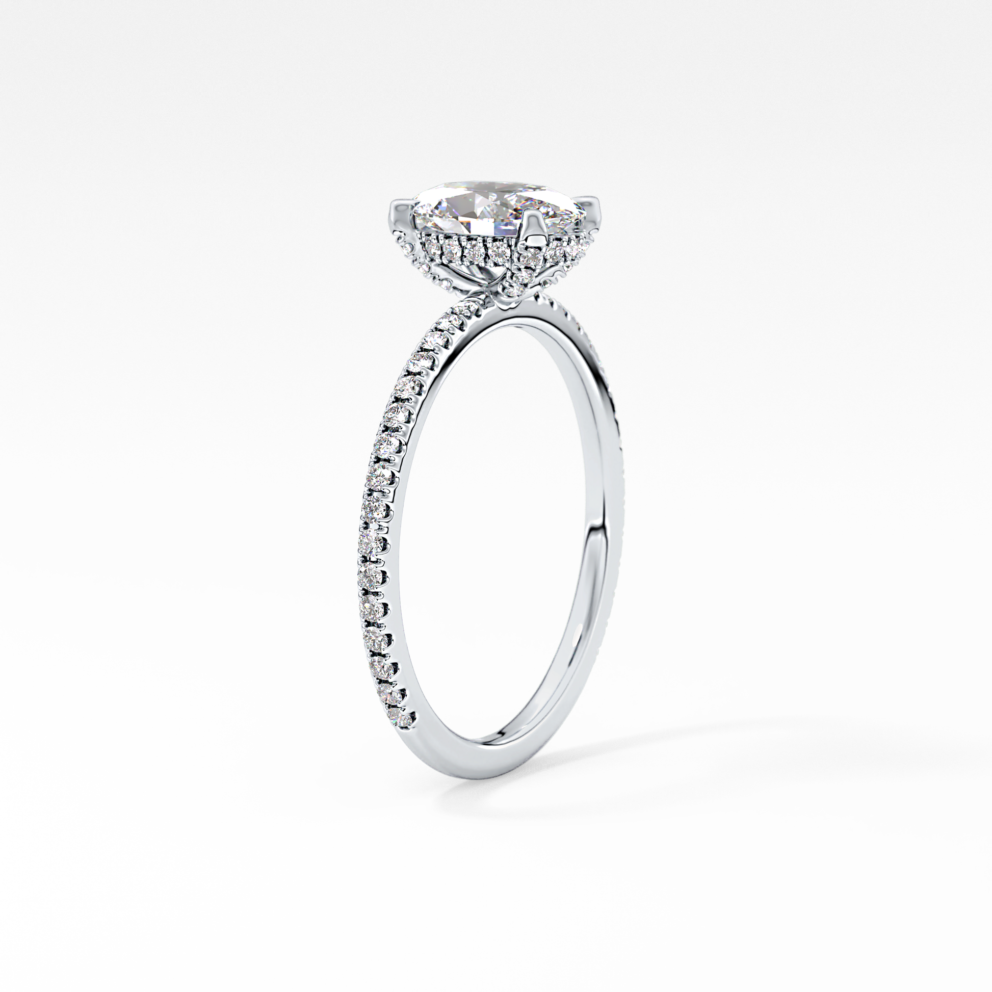 Oval Hidden Halo & Pave Lab Grown Diamond Engagement Ring