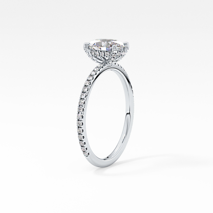 Oval Hidden Halo & Pave Lab Grown Diamond Engagement Ring