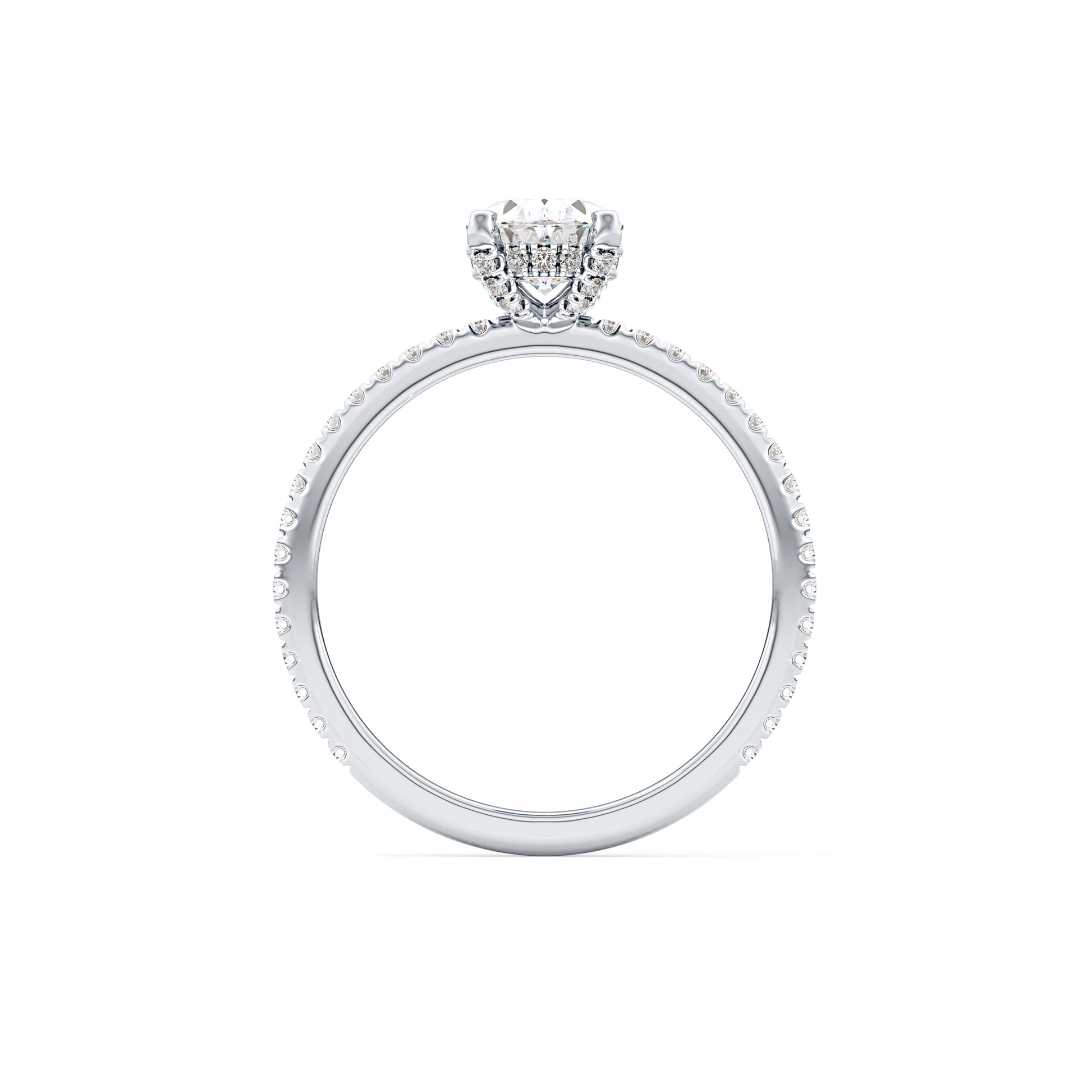 Oval Hidden Halo & Pave Lab Grown Diamond Engagement Ring