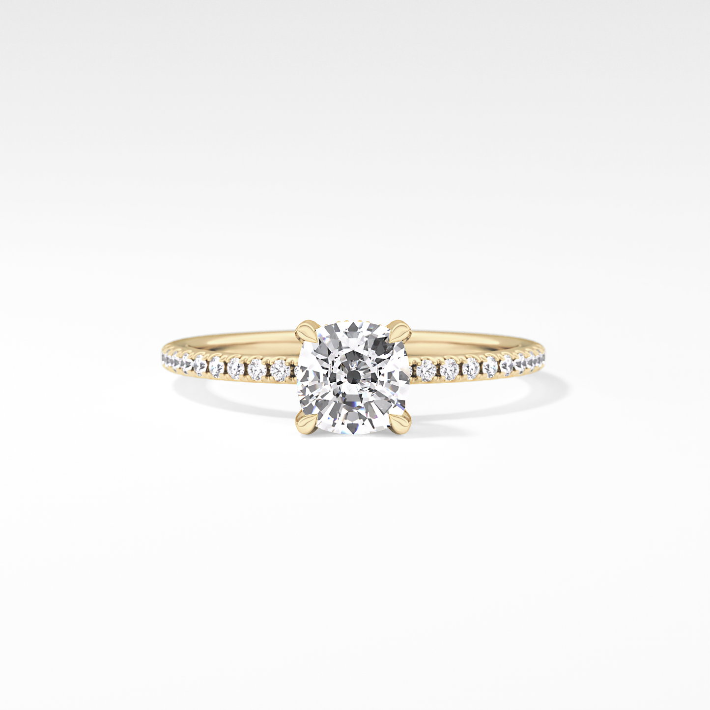 Cushion Hiiden Halo & Pave Lab Grown Diamond Engagement Ring