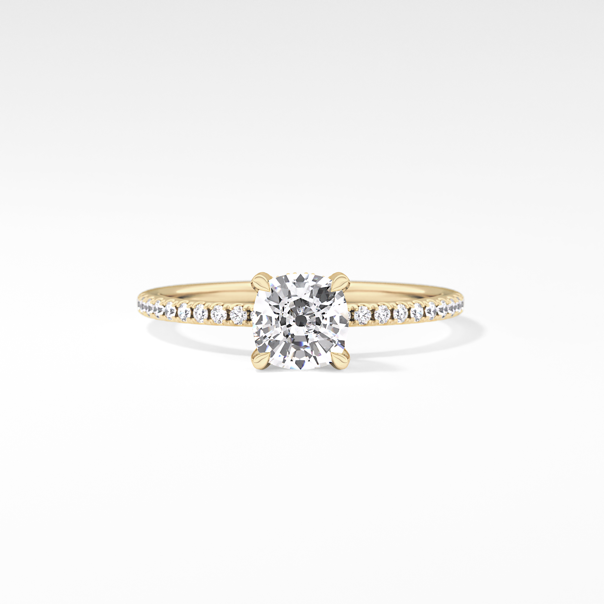 Cushion Hiiden Halo & Pave Lab Grown Diamond Engagement Ring