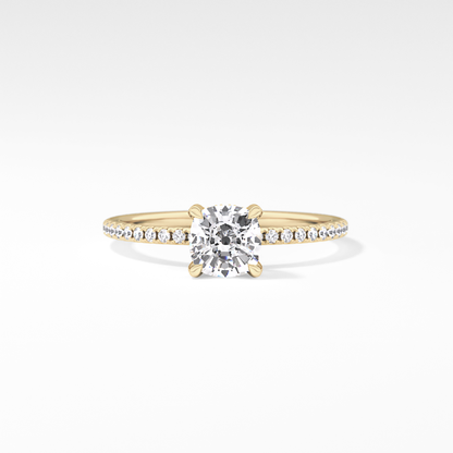 Cushion Hiiden Halo & Pave Lab Grown Diamond Engagement Ring